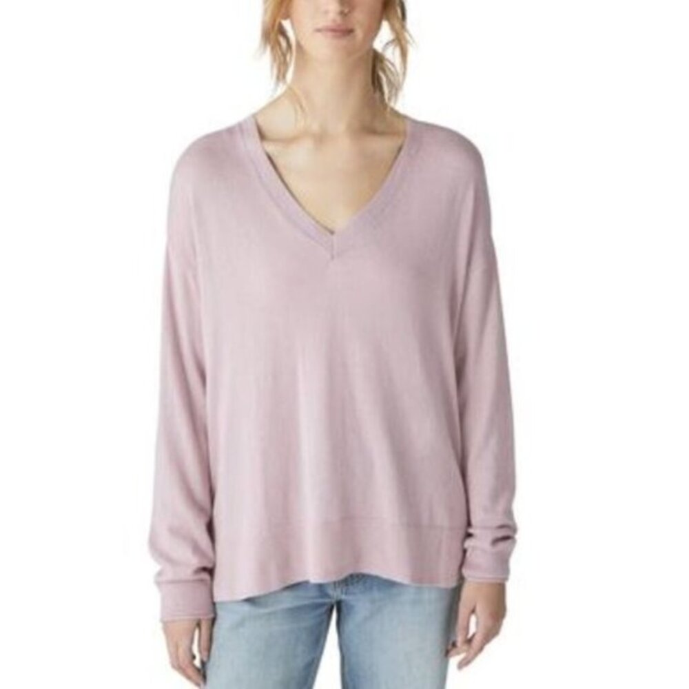 Lucky‎ Brand Womens Cloud-Soft V-Neck Sweater In Dawn Pink Small NWOT